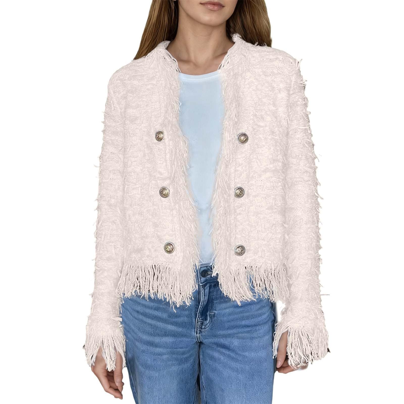 Veste courte à franges et finitions boutons en métal de style moderne
