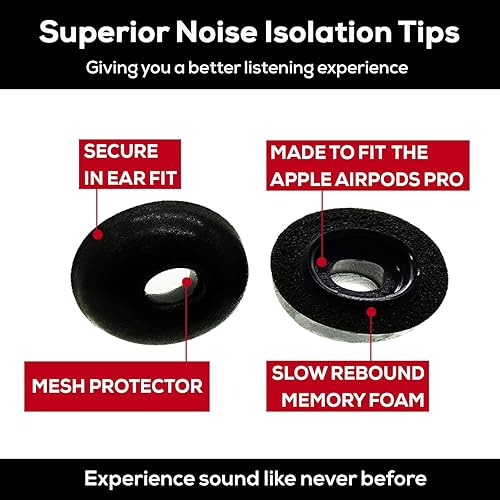 Miniatura 4 de Puntas de espuma viscoelástica para auriculares  Aislamiento de ruido premium, almohadillas de espuma de repuesto, paquete de 10 para AirPods Pro