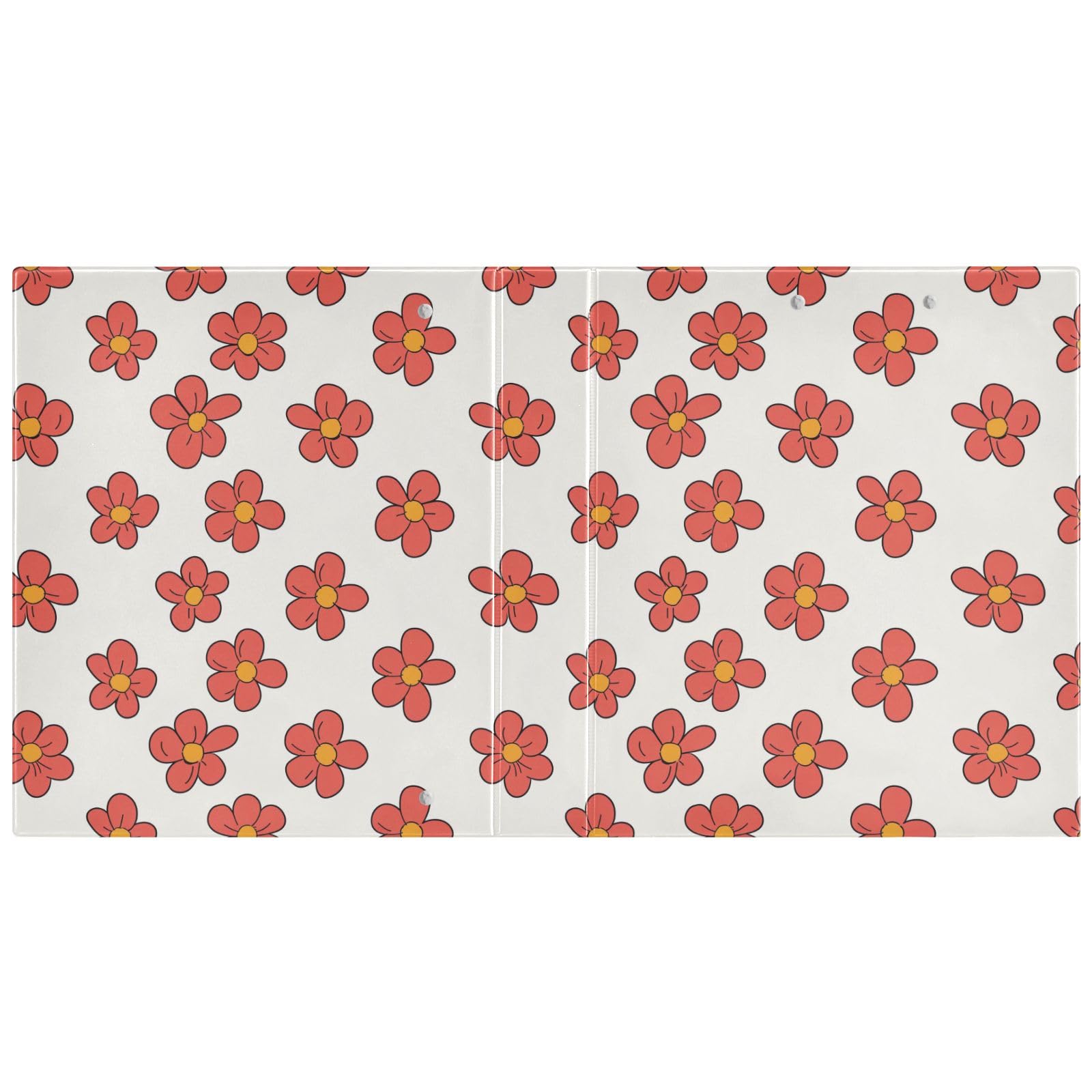 Raccoglitore a 3 anelli con motivo floreale rosso, piccolo, rotondo, da 3,8 cm, contiene 200 fogli con 3 tasche interne in PVC trasparente, per scuola e ufficio