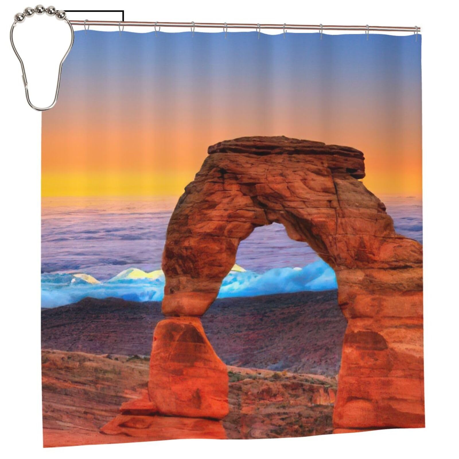 Rideau de douche anti-poussière avec 12 oeillets inoxydables Arches
