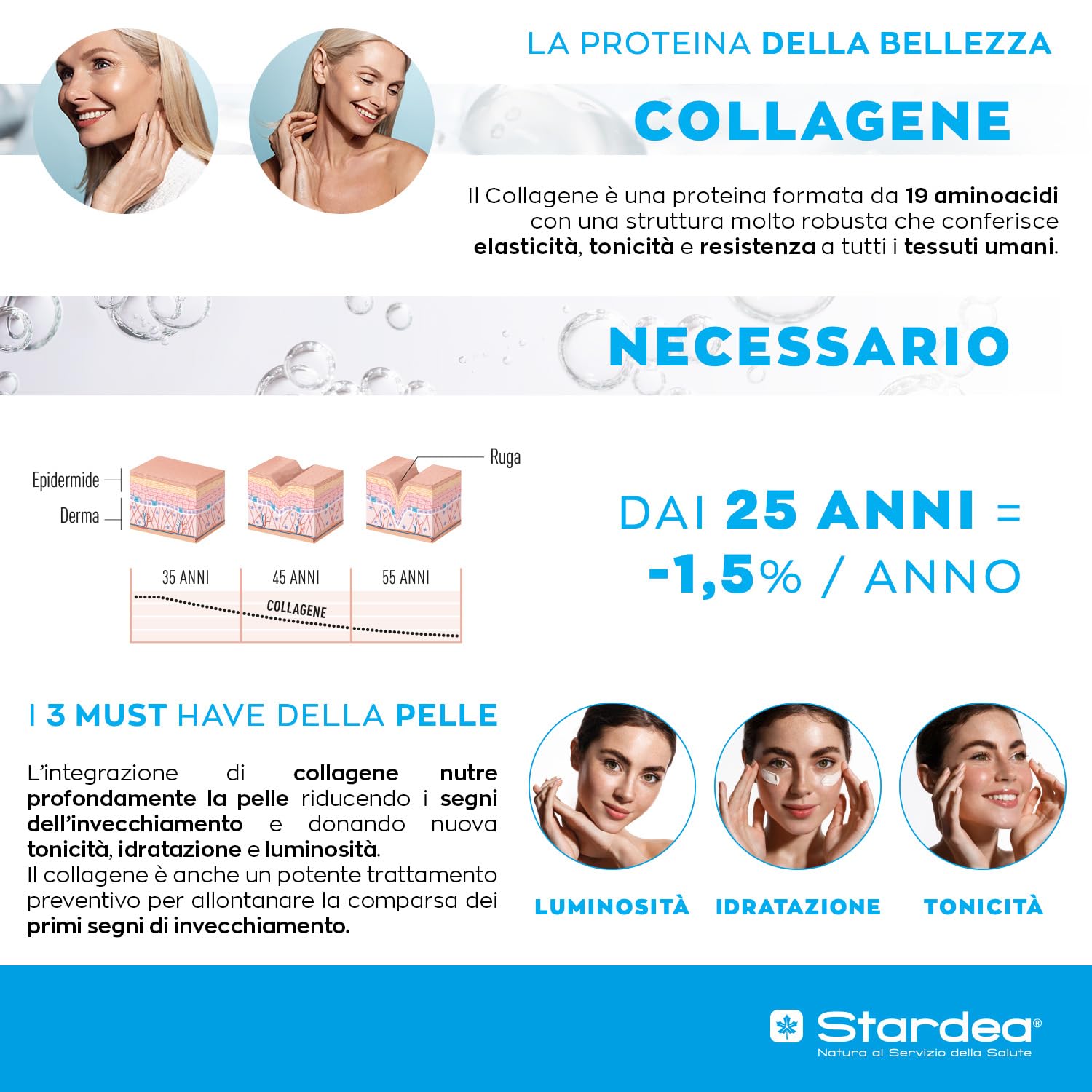 COLLAGENE MARINO E ACIDO IALURONICO | 10g COLLAGENE MARINO IDROLIZZATO CON ACIDO IALURONICO + VITAMINA C + BIOTINA + ZINCO | Collagene da Bere 10 FLACONI | STARDEA COLLAGENE+ SUBLIMLIFT SHOT