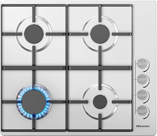Hisense GM642XHS Built-in 60cm Gas Hob - Stainless Steel with 4 Cooking...