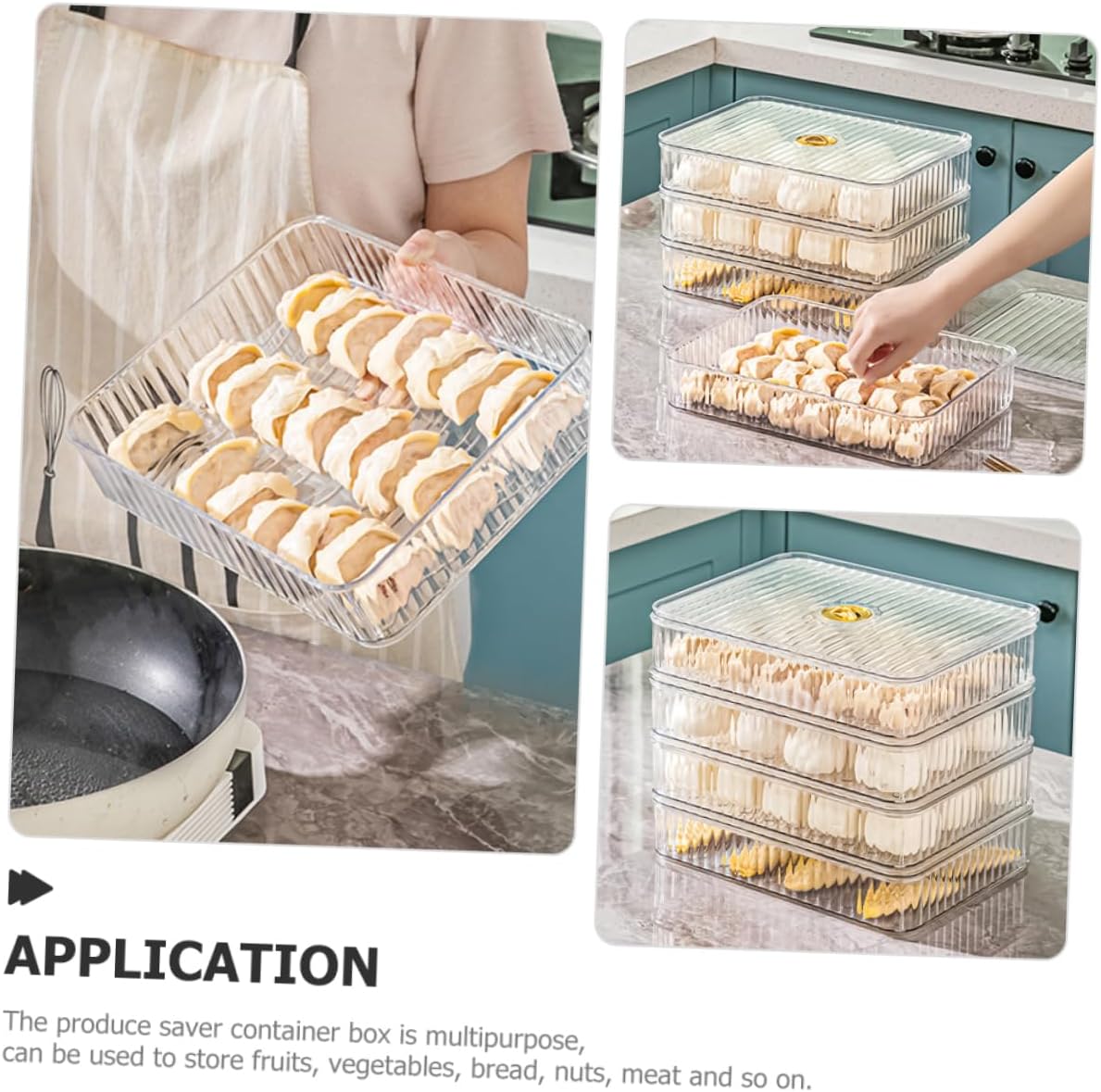 Refrigerator Organizer Bin Lid Multi-function Food Storage Box for Eggs Dumplings Bread and Vegetables Container for Efficient Kitchen Organization