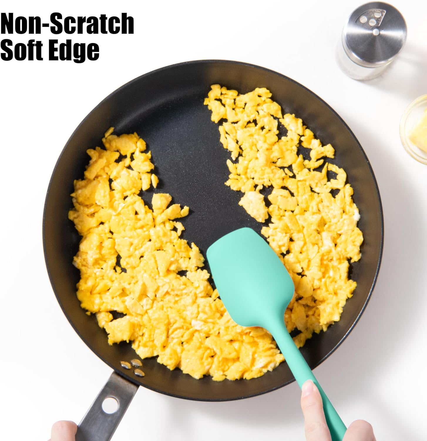 Doosu 18/8 Stainless Steel Measuring Spoons Set of 9 Teaspoon Tablespoon for Dry and Liquid Ingredients & 3-Piece Silicone Spatula Set Food Grade Baking Supplies Cooking Tools (Black+Lake Blue+Aqua)