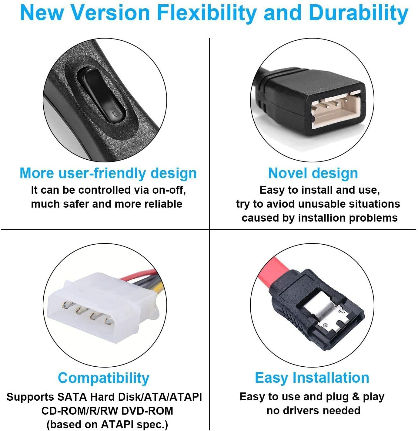 SATA/PATA/IDE to USB 2.0 Adapter Converter Cable for 2.5" 3.5" Hard Drive Disk Easy to Use and Plug & Play