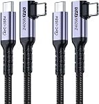 USB C to USB C Cable 100W,[2-Pack 6.6ft Right Angle] SUMPK USB 3.1 Fast Charging Cord 90 Degree 20V/5A Type C PD Cable MacBook Pro 2020/2019/2018, iPad Pro 2020/18/Air 4, Galaxy S21/20/Note 20