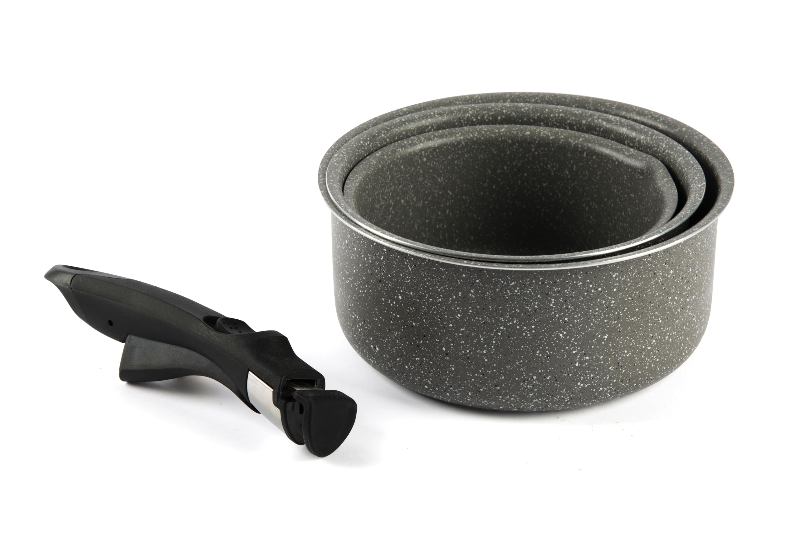 Casseroles antiadhésives à manche amovible Excelsa effet pierre pour cuisson saine