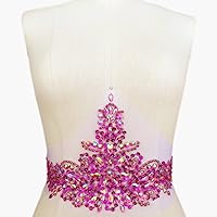 Vista 10 de Exquisitos parches de cristal brillantes hechos a mano de color AB para coser con piedras y lentejuelas para vestidos de novia, accesorios manuales