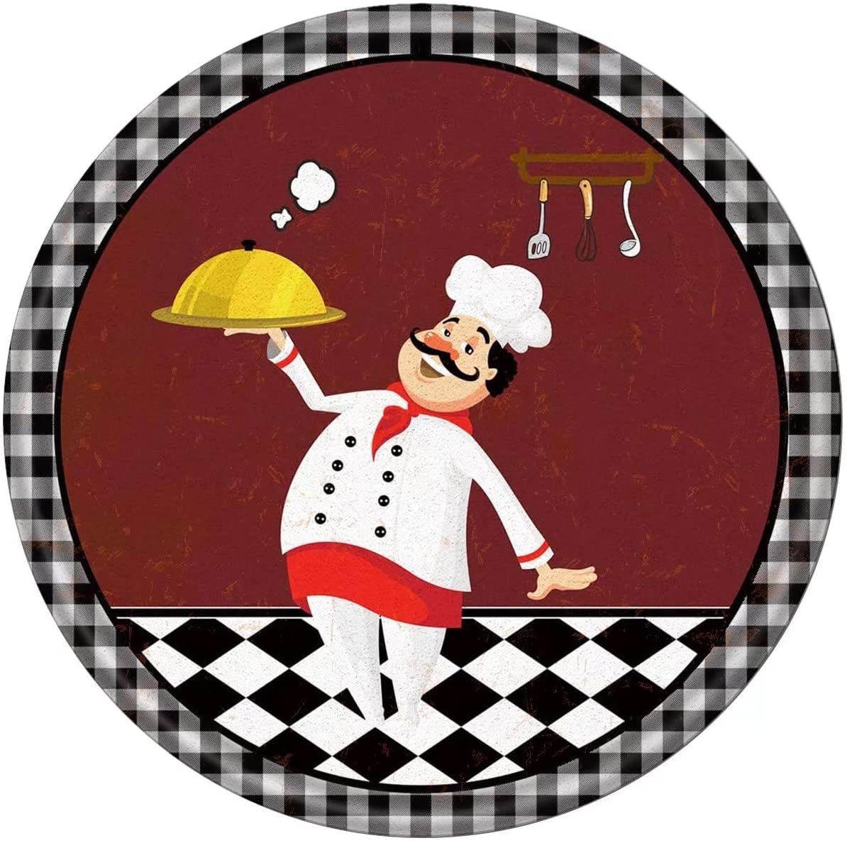 Metal Round Tin Sign Kitchen Chef with Gourmet Advertising Tin Sign Wall Decor Plaque Bar Poster Tin Sign Plaque Suitable for Man Cave Cafes Office Home Garage Kitchen Restaurant 12x12 Inch