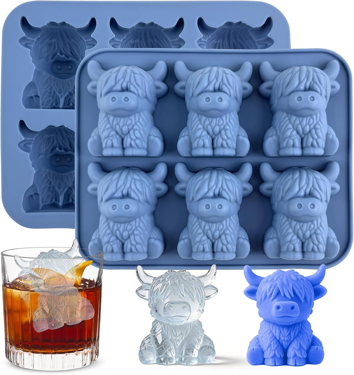 Highland Cow Molds Silicone 3D Mini Highland Cow Ice Cube Molds