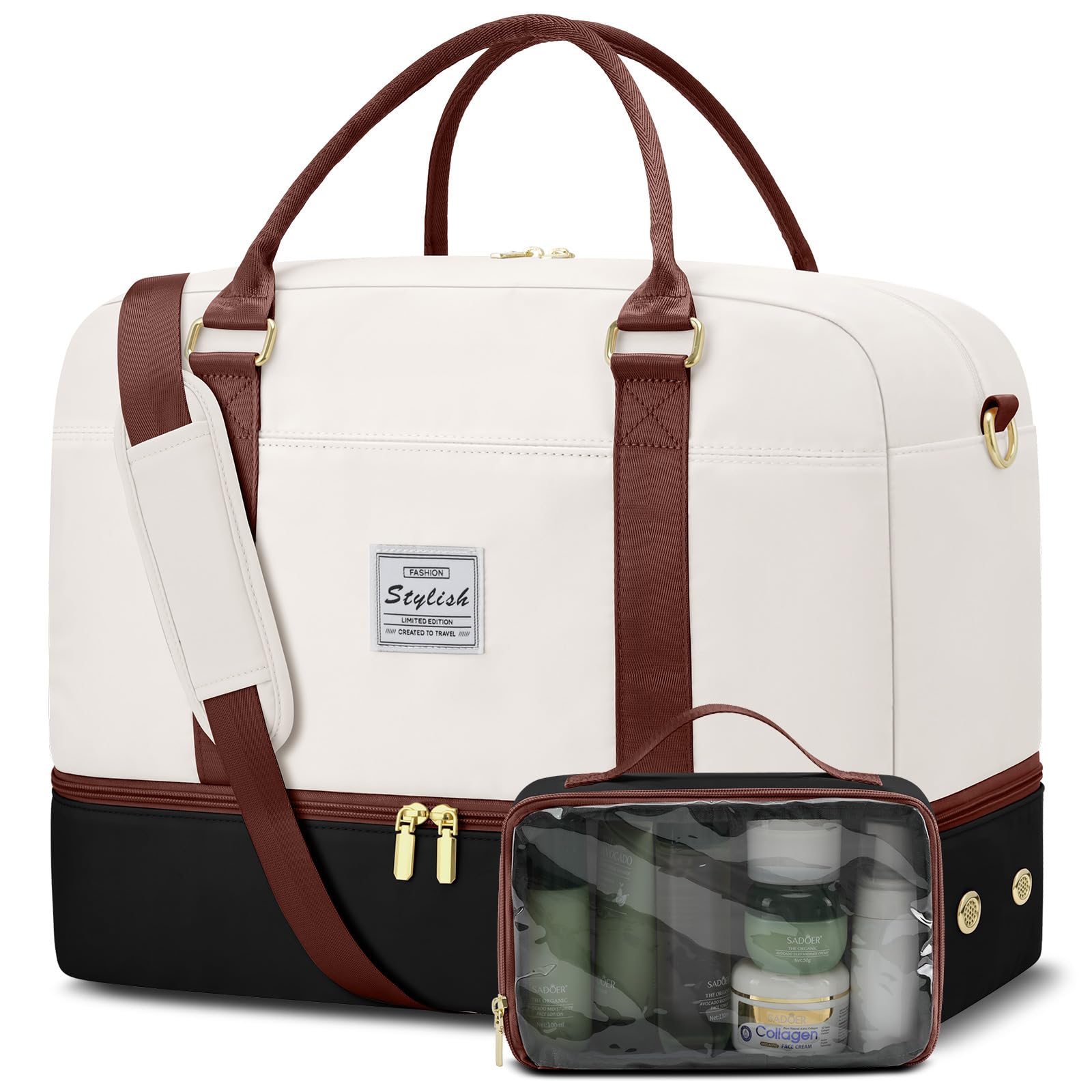 Weekender Travel Duffle Bag for Women: Overnight Bags with Shoe Compartment Carry on Bags for Airplanes with Toiletry Bag Weekend Yoga Gym Bag with