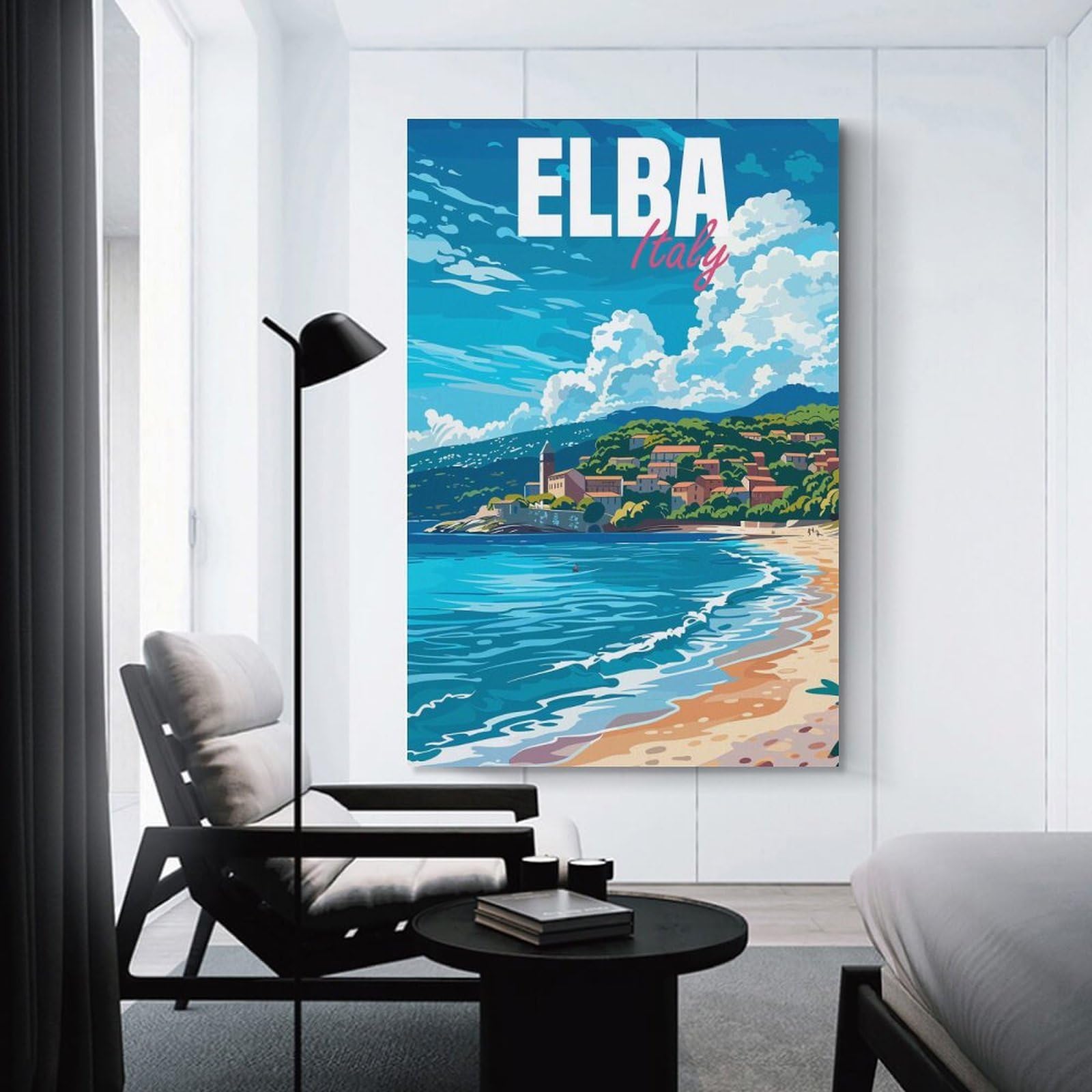 Junmoney Canvas Art Print Elba Island Italy, 20x30inch(50x75cm), for Home Office, Desk Area Or Studio, Wall Art That Adds Style to Work Areas