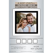 yhfoto 4 Adet 25x25  er eve Beyaz Siyah  eritli Foto raf Mdf  er eve Kare  er eve Renksiz 25 x 25