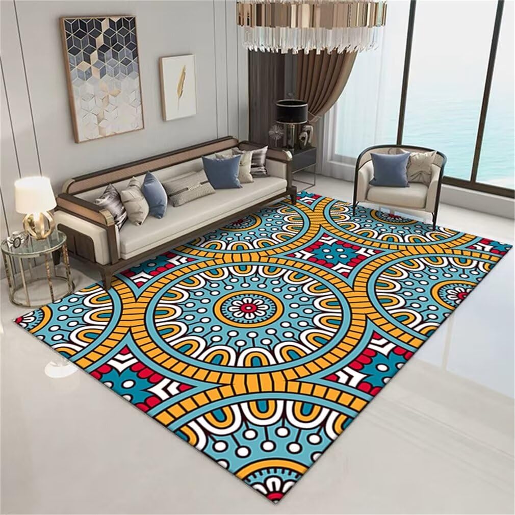 Tapis manga bleu géométrique pour sol de salon moderne 200x300