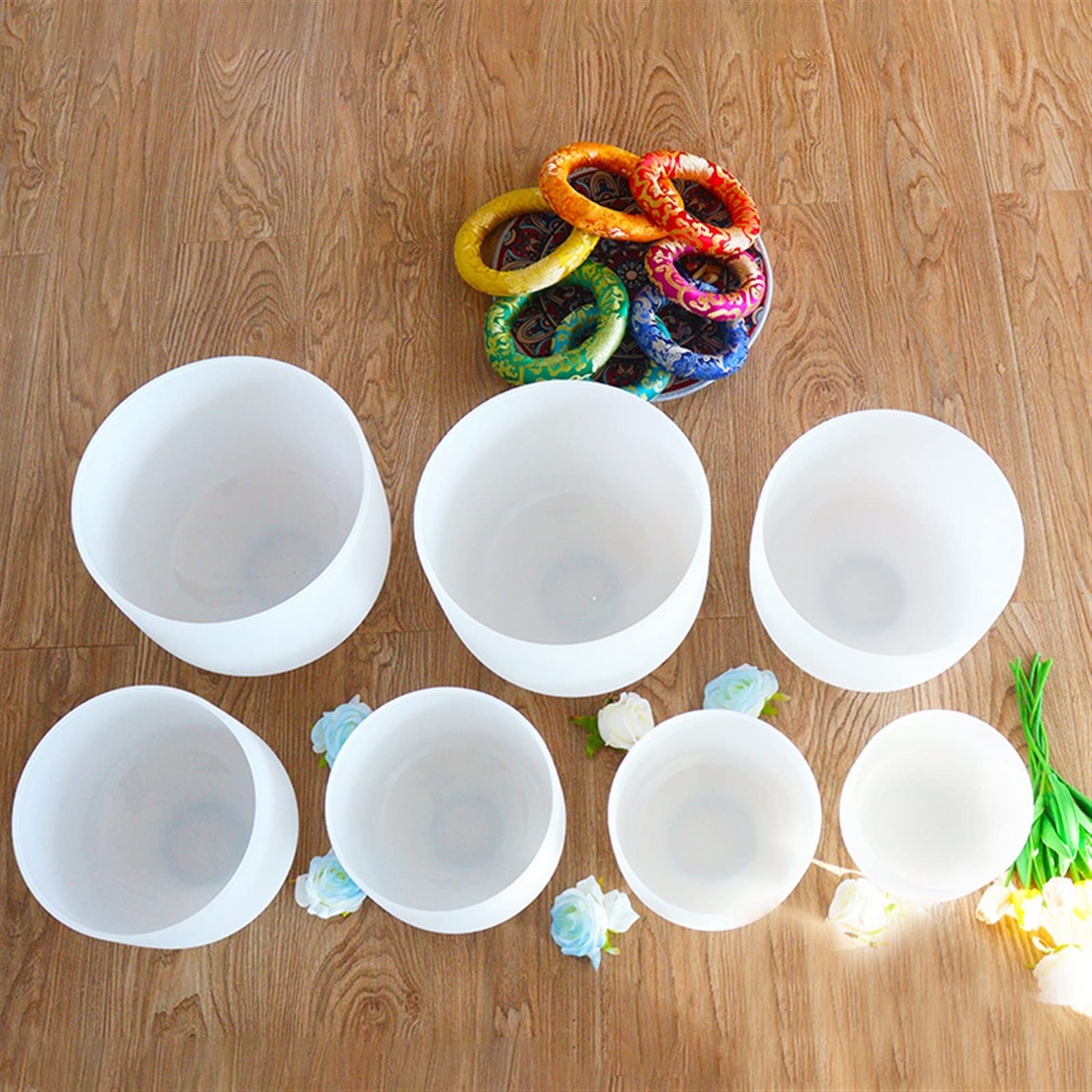 Amazon | ナチュラル ホワイト クリスタル シンギング ボウル セット