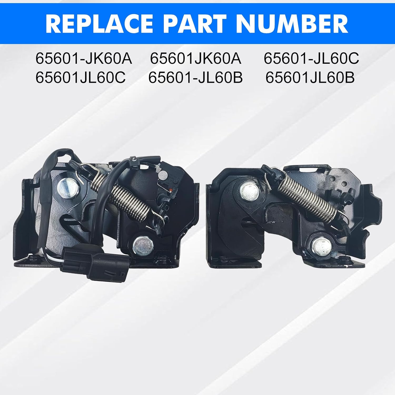 Hood Lock Latch Assembly Fit for Nissan 370Z GT-R 2009-2024, Infiniti G25 G35 G37 Q40 Q60 2007-2015 Driver & Passenger Side Replaces 65601-JL60A 65601-JL60C 65601-JL60B