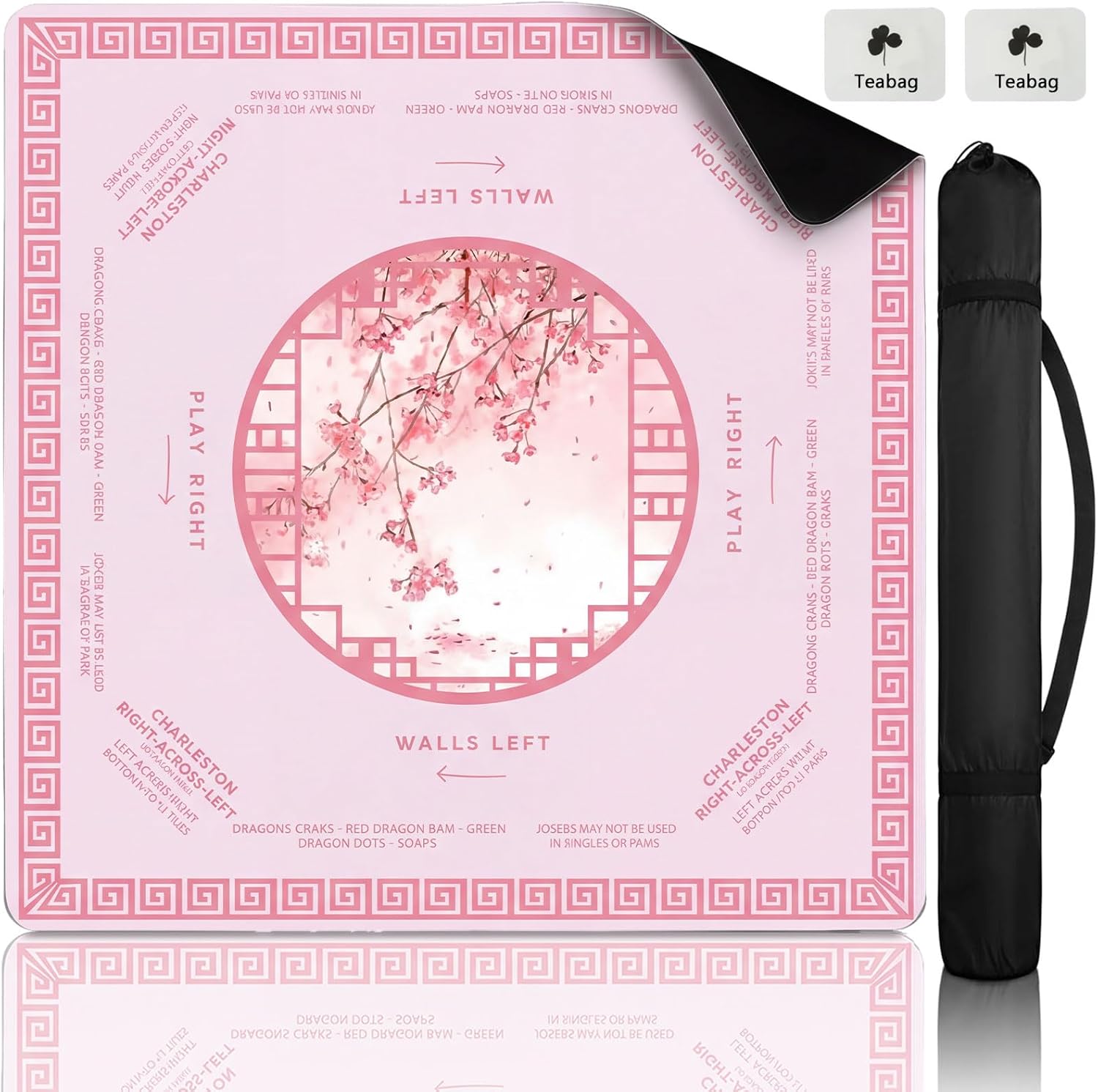 Mahjong Mat for Table Non Slip Noise Reduction 3mm - 31.4x31.4 Inch for American Mahjong/Tabletop New Year Games/Poker/Card Games/Dominoes (Pink)