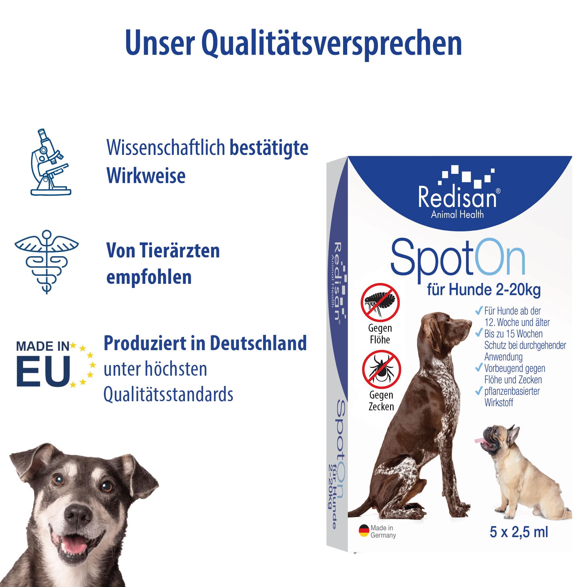 Spot on Hund I Pflanzenbasiertes Zeckenmittel OHNE CHEMIE I Effektiver Schutz vor Zecken, Flöhen und Insekten I Zeckenschutz Hund ohne Nebenwirkung I Bis zu 15 Wochen Schutz I MADE IN GERMANY