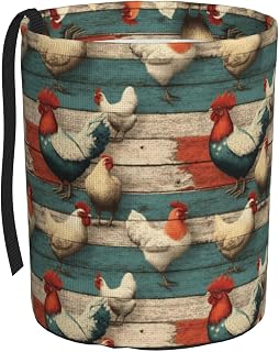 Car Trash Can Collapsible Car Trash Bag with Waterproof Leakproof Lining Hanging Garbage Can for Cars Home Office Camping for Funny Chicken 1