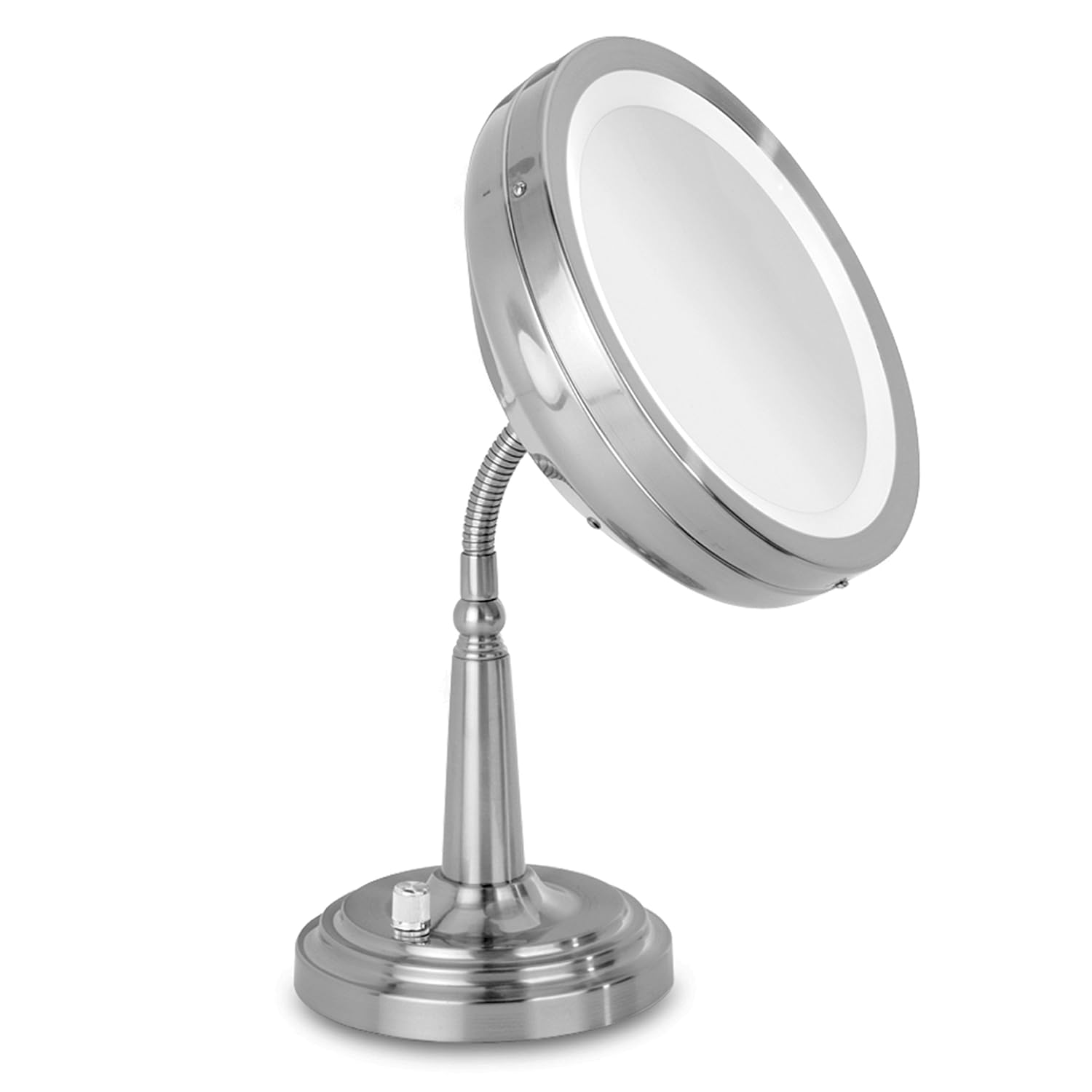 Danielle Adjustable Lighted Mirror, Satin Nickel, 5X