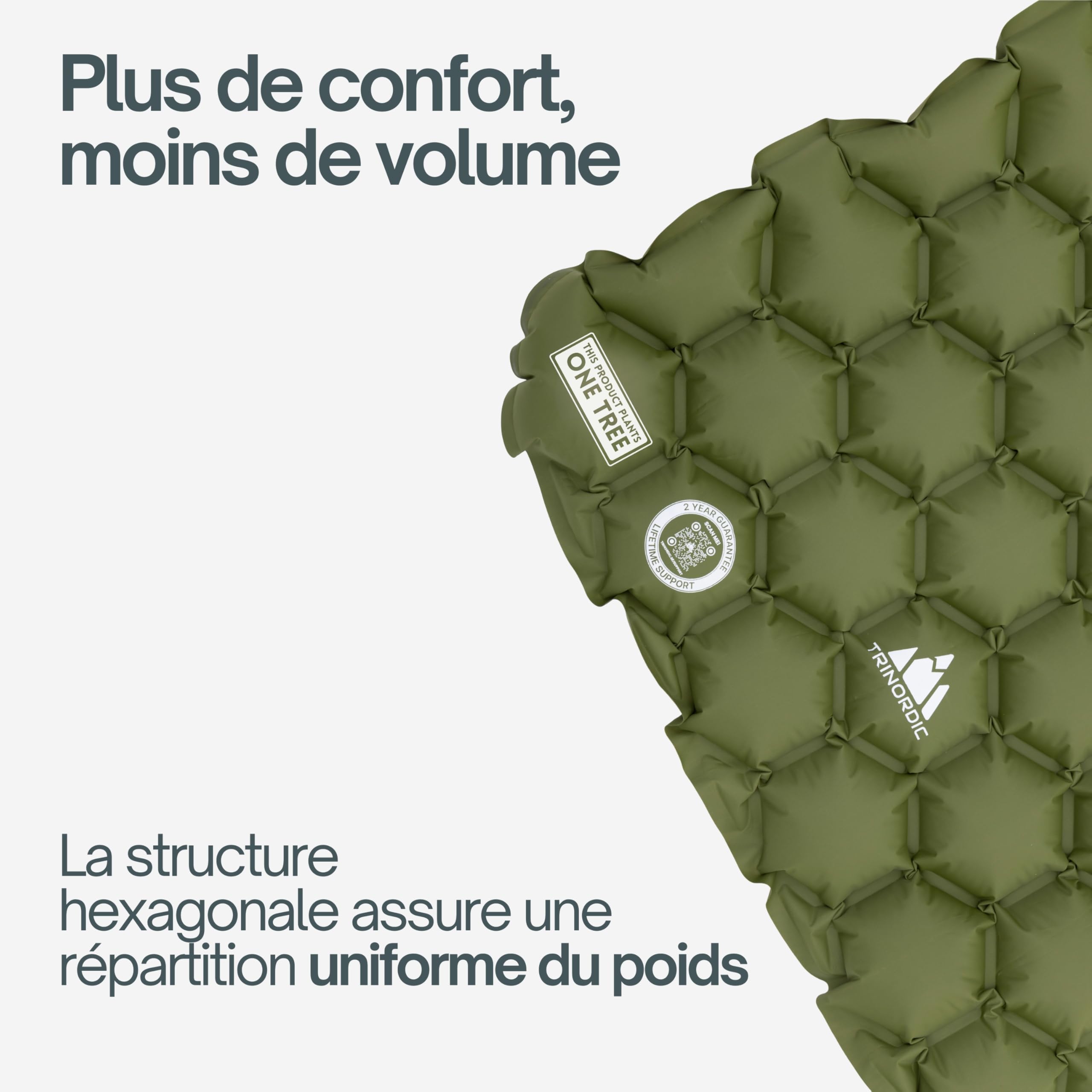 TRINORDIC Tapis de Camping Gonflable Ultraléger avec Oreiller - Matelas Pneumatique Simple pour Un Confort Optimisé - Matériel de Camping Durable et Léger pour Aventures en Plein Air