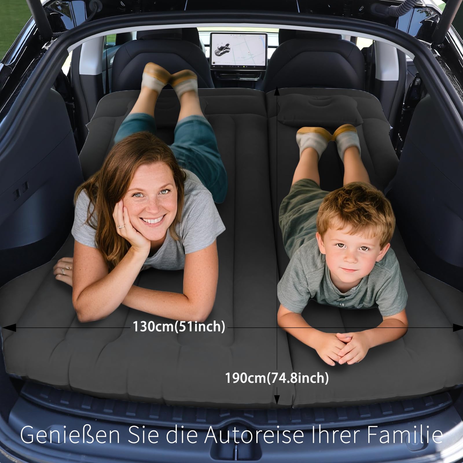 Colchón para Coche Duradero con Bomba de Aire, Cama de Aire para Viajes, Negro