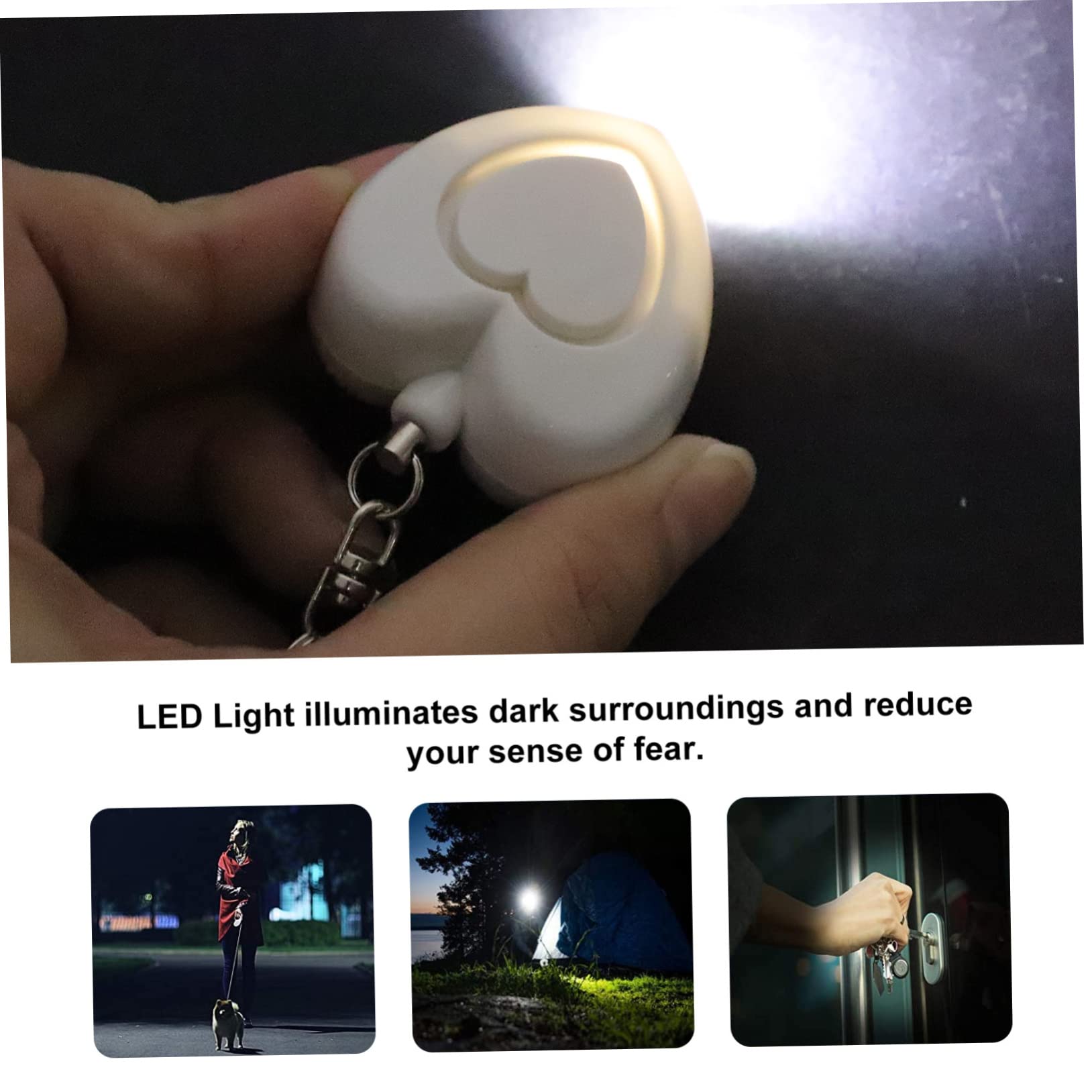 Hemobllo 5pièces Alarme De Sécurité Personnelle Forme De Cœur avec Lumière LED Porte-clé Pratique pour Femmes Et Personnes Âgées pour Lors De Sorties Nocturnes Et Activités