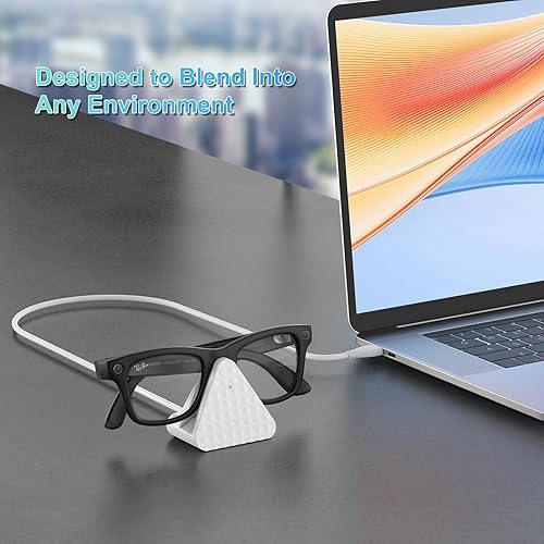Miniatura 7 de Soporte de carga inteligente para lentes y cable compatible con Ray-Ban Meta Wayfarer Headliner Skyler, base de carga portátil USB-C para lentes