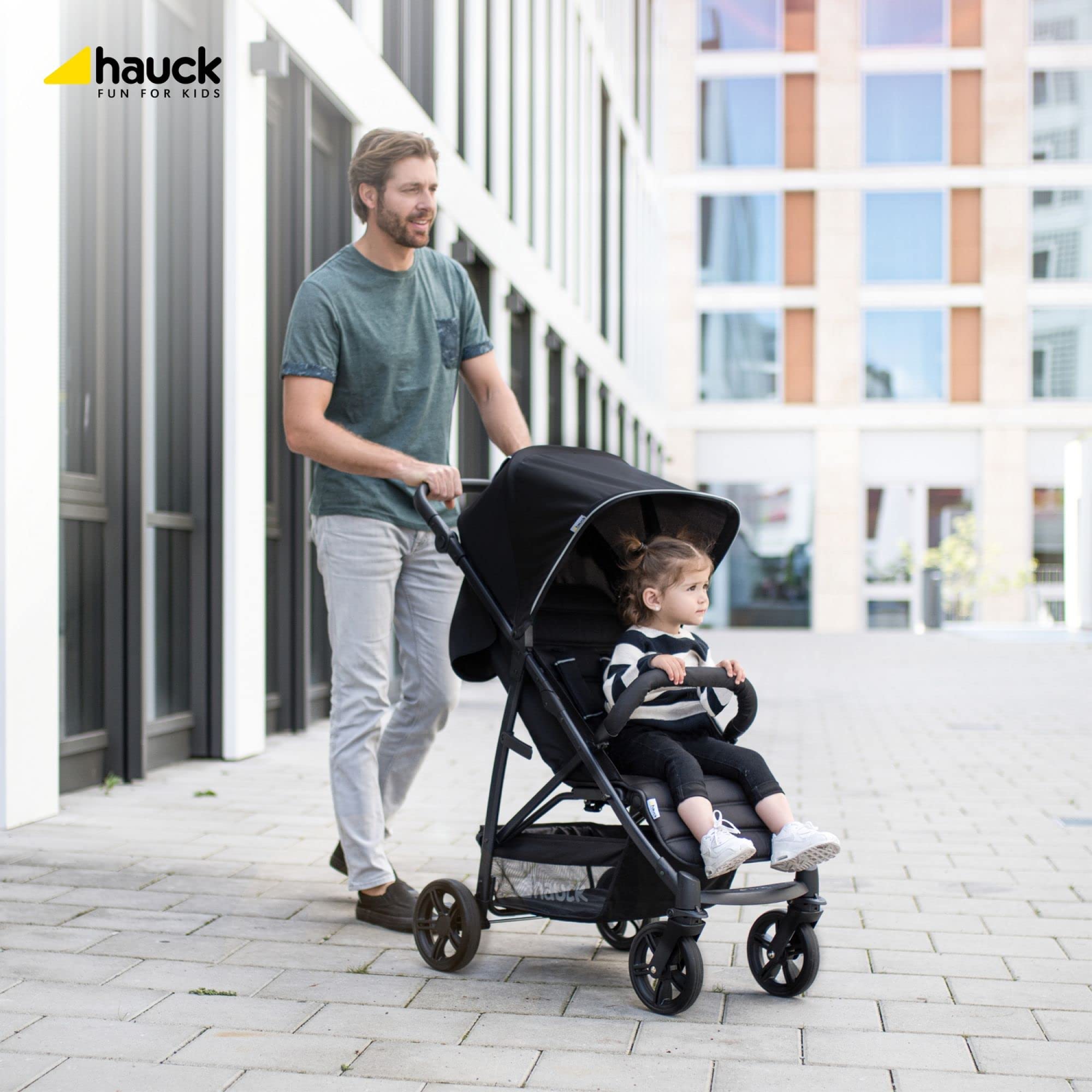 hauck Poussette Canne Compacte Rapid 4, dès la Naissance, Jusqu'à 25kg, Légère, Pliable, Fonction Allongée, Réglable en Hauteur, Grand Panier, Noir