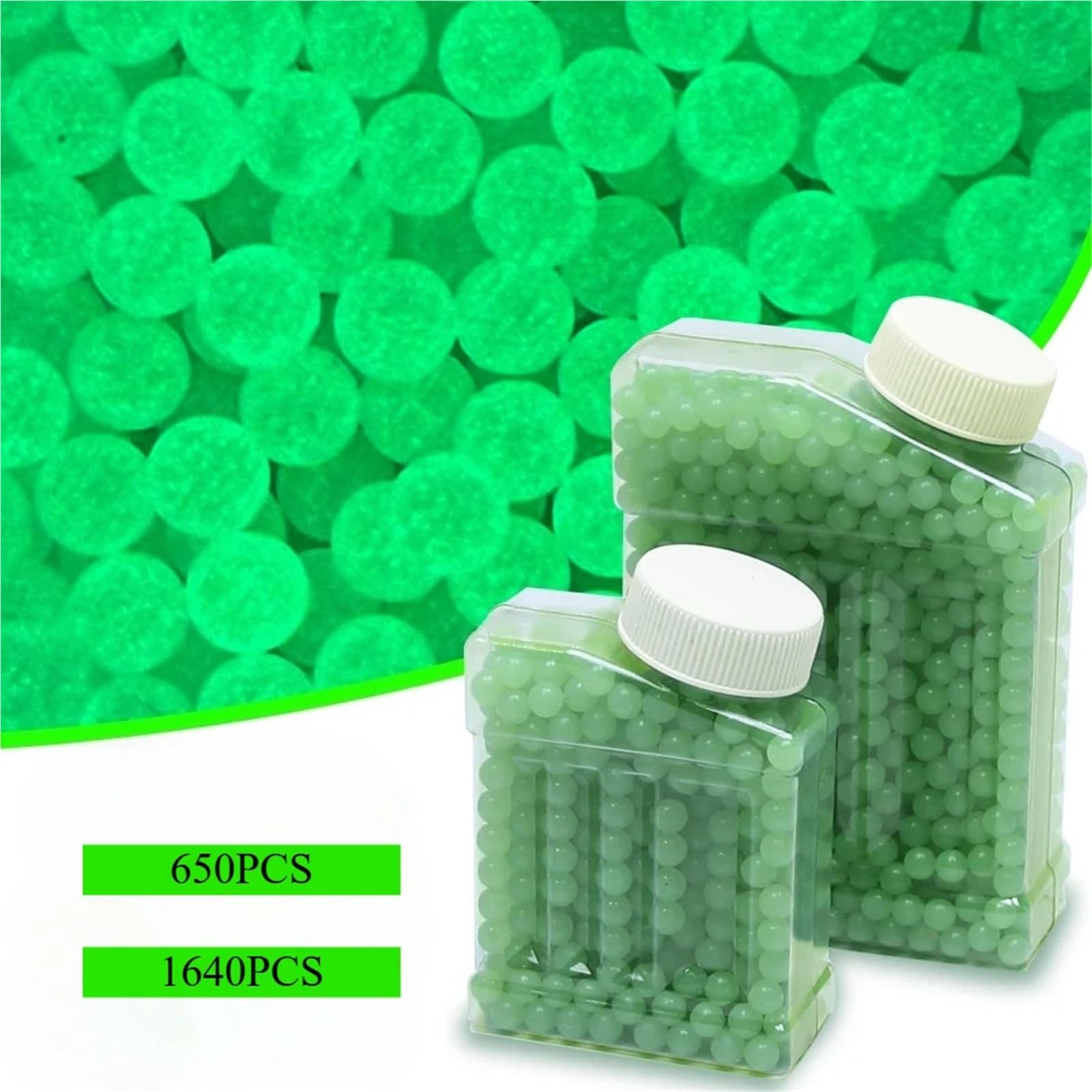 2300/1650/650Pcs Fluorescent 6mm BBs 0.12g, Glow in the Dark for Airsoft Rifle, Lightweight Non-slip