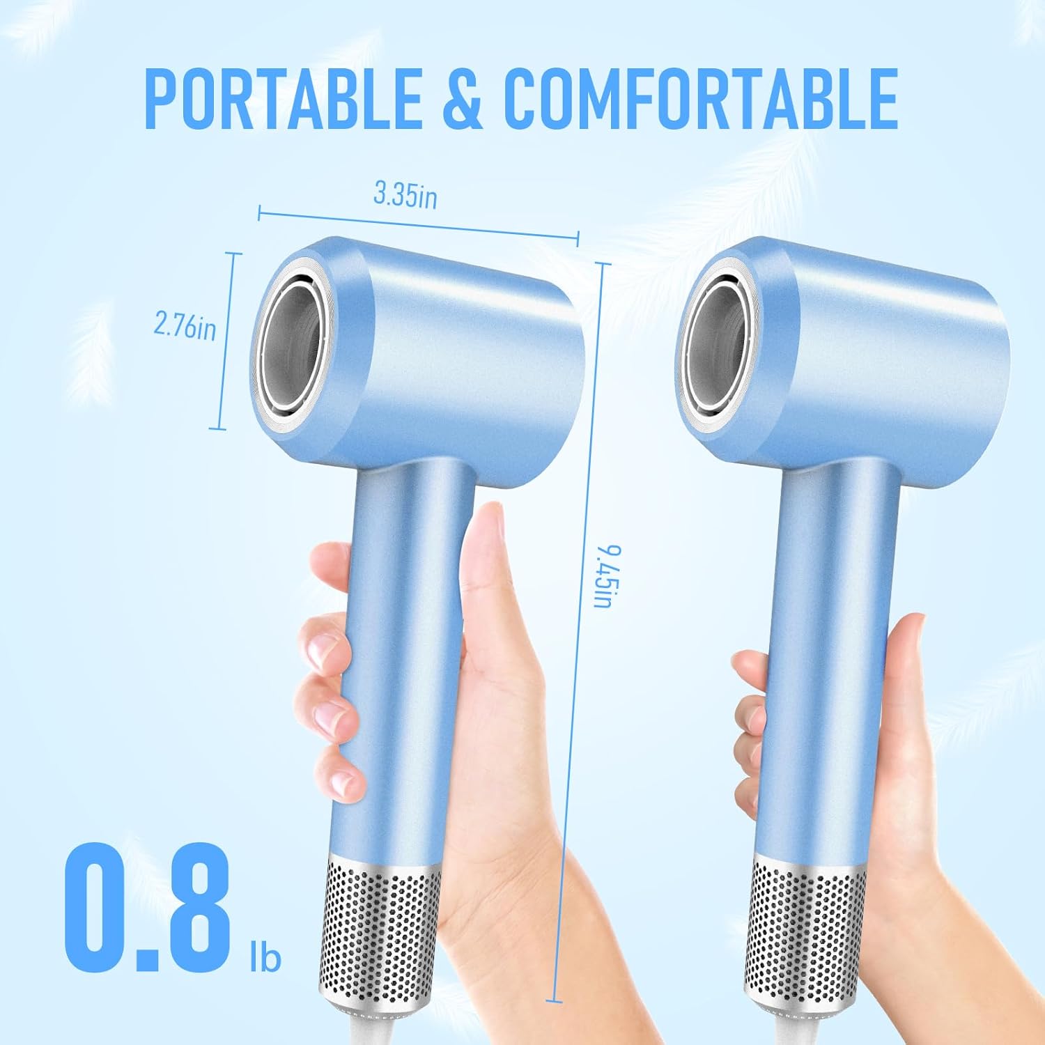 Hair Dryer, High-Speed Blow Dryer, 110000 RPM Negative Ionic Care Hair Dryer for Fast Drying Low Noise Thermo-Control Hairdryer with Magnetic Diffuser & Nozzle for Home Travel - Image 5