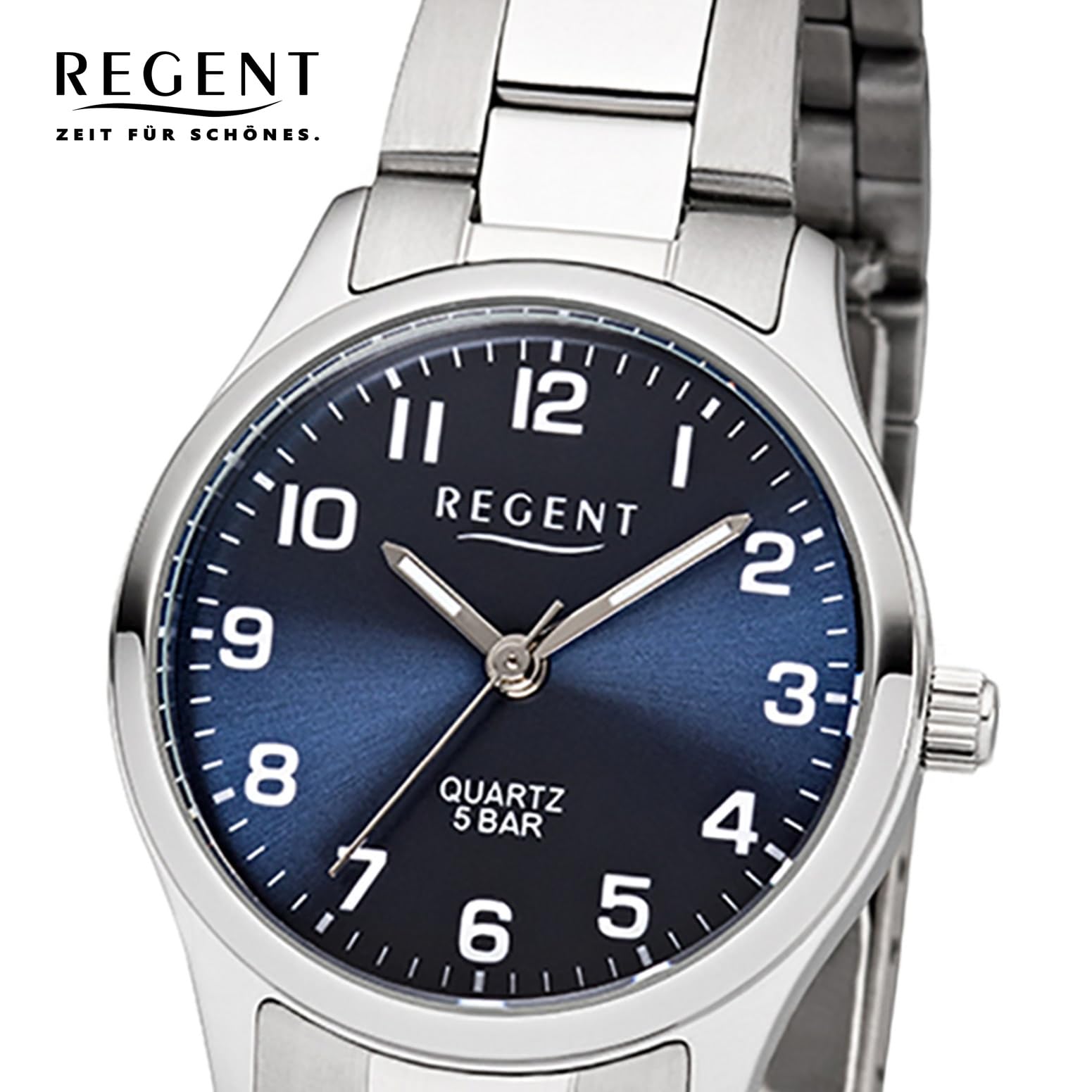 Regent Damen Analog Quarz Uhr mit Edelstahl Armband 12221020