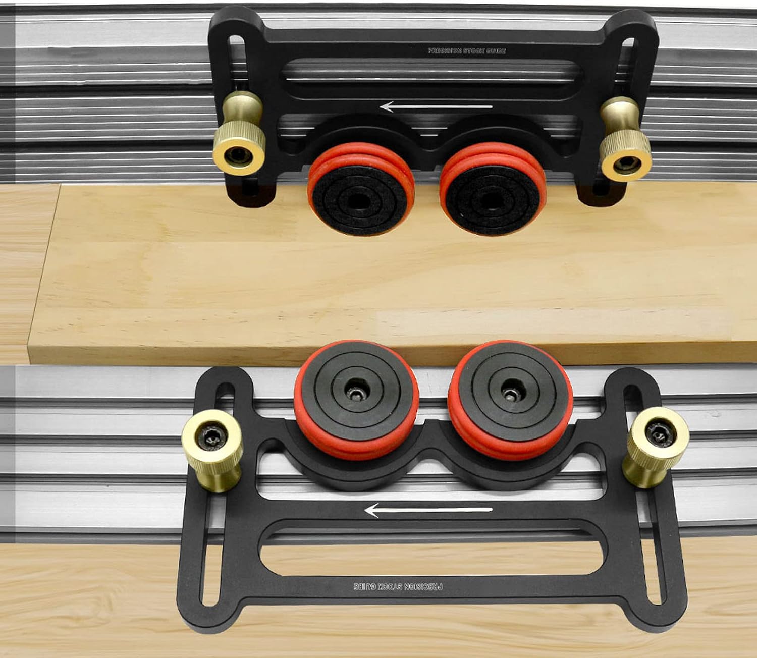 Double Wheel Bearing Roller, Adjustable Height Table Saw Roller with Sliding Blocks, Universal Featherboards for Woodworking, Reversing Engraving Machine