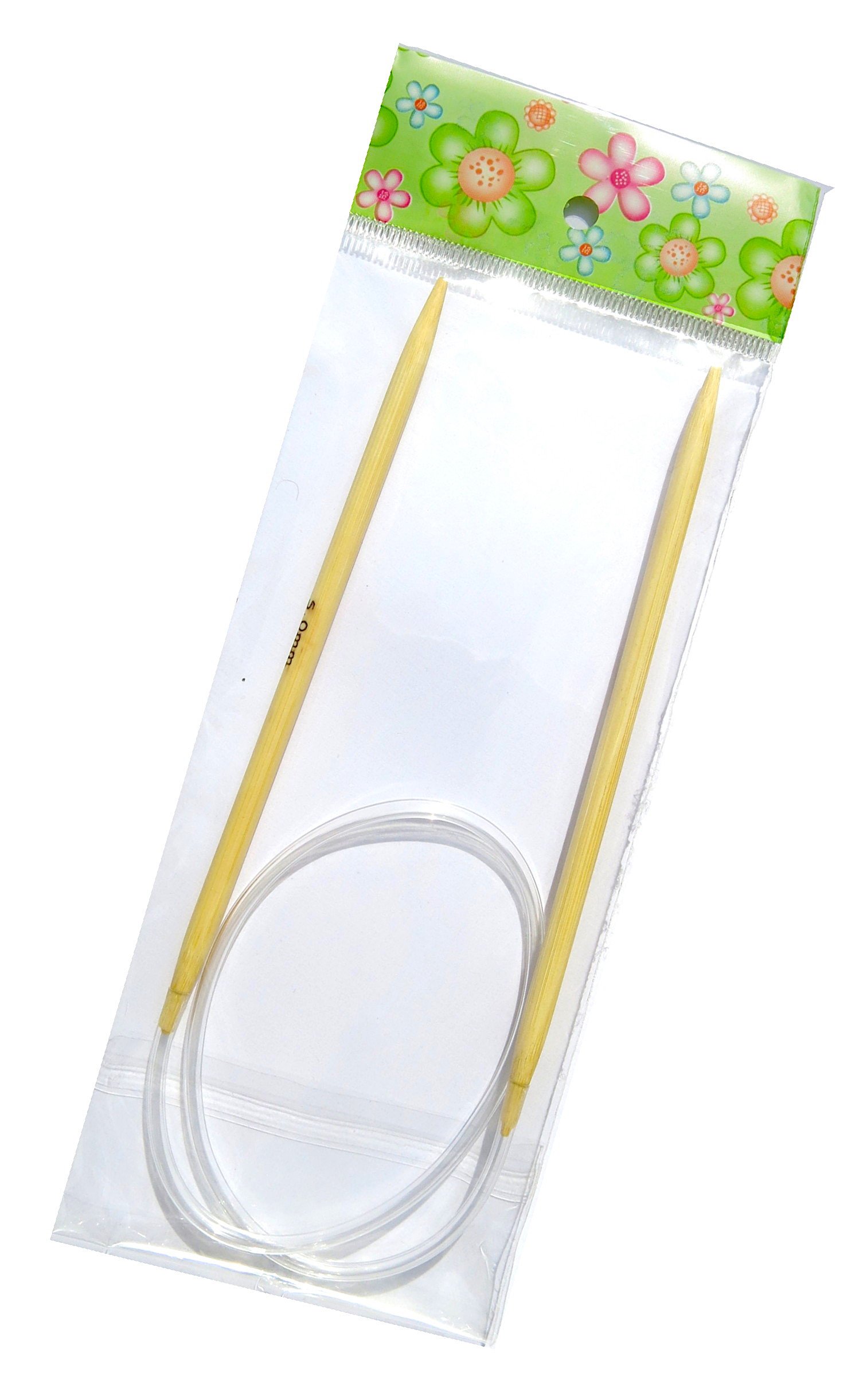 Adf Tm Natural One Pair 24'' (60Cm) X 5Mm Bamboo Circular Knitting Needles