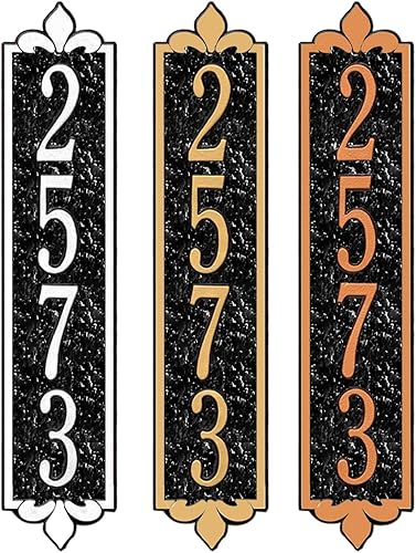 Vista 171 de Placa de dirección de metal personalizada, letreros de números para placa de pared de casa, letrero de dirección de nombre de calle, números de casa