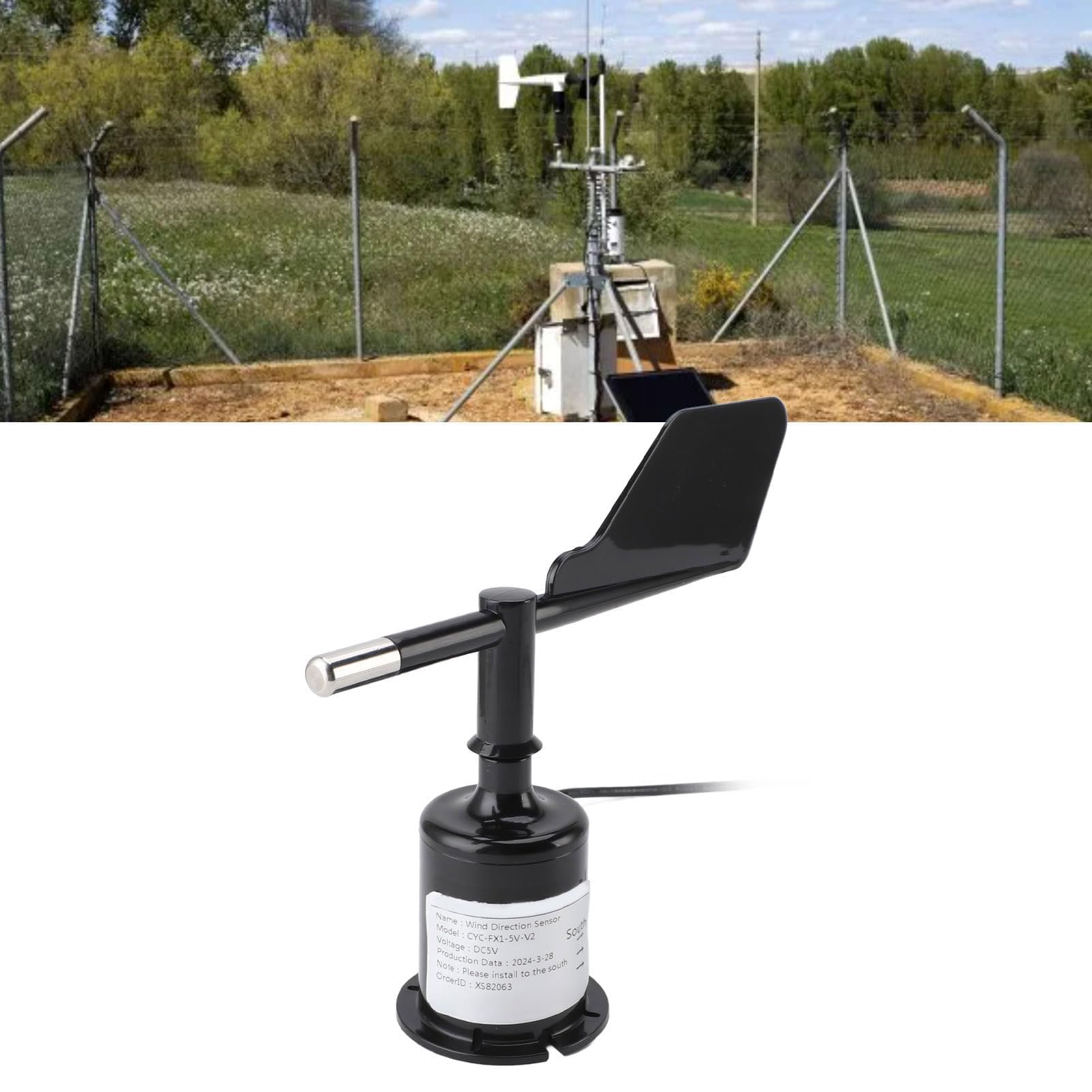 Garten-Windrichtungssensor, Robustes ABS-Material, Kompaktes und Tragbares Design für 360-Grad-Anemometersensor für Wettervorhersage (DC 5 V)