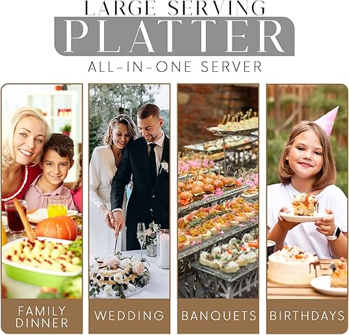 Miniatura 7 de Soporte de vidrio para tartas con cubierta de cúpula (6 en 1) Bandeja multifuncional para servir y plato para tartas, uso como soporte para