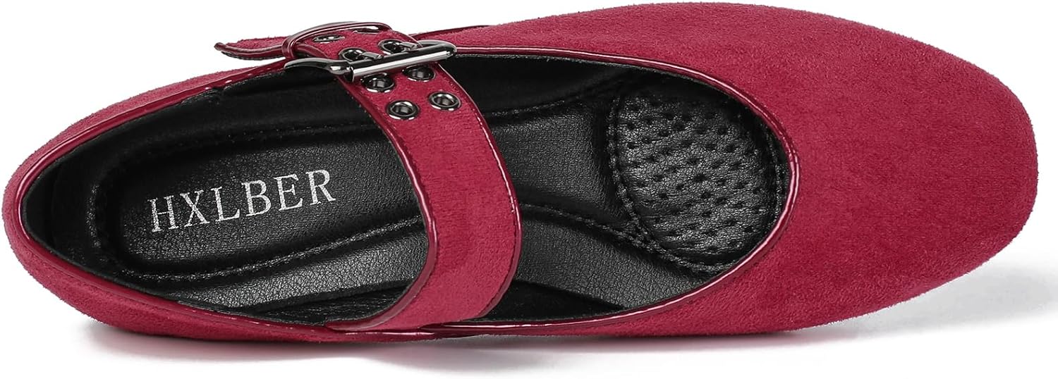 Hxlber Flats for Women Mary Jane Square Toe Ballet Flat Shoes Ankle Strap Dressy Comfortable Slip on Formal Dress Flat Shoes - Image 4