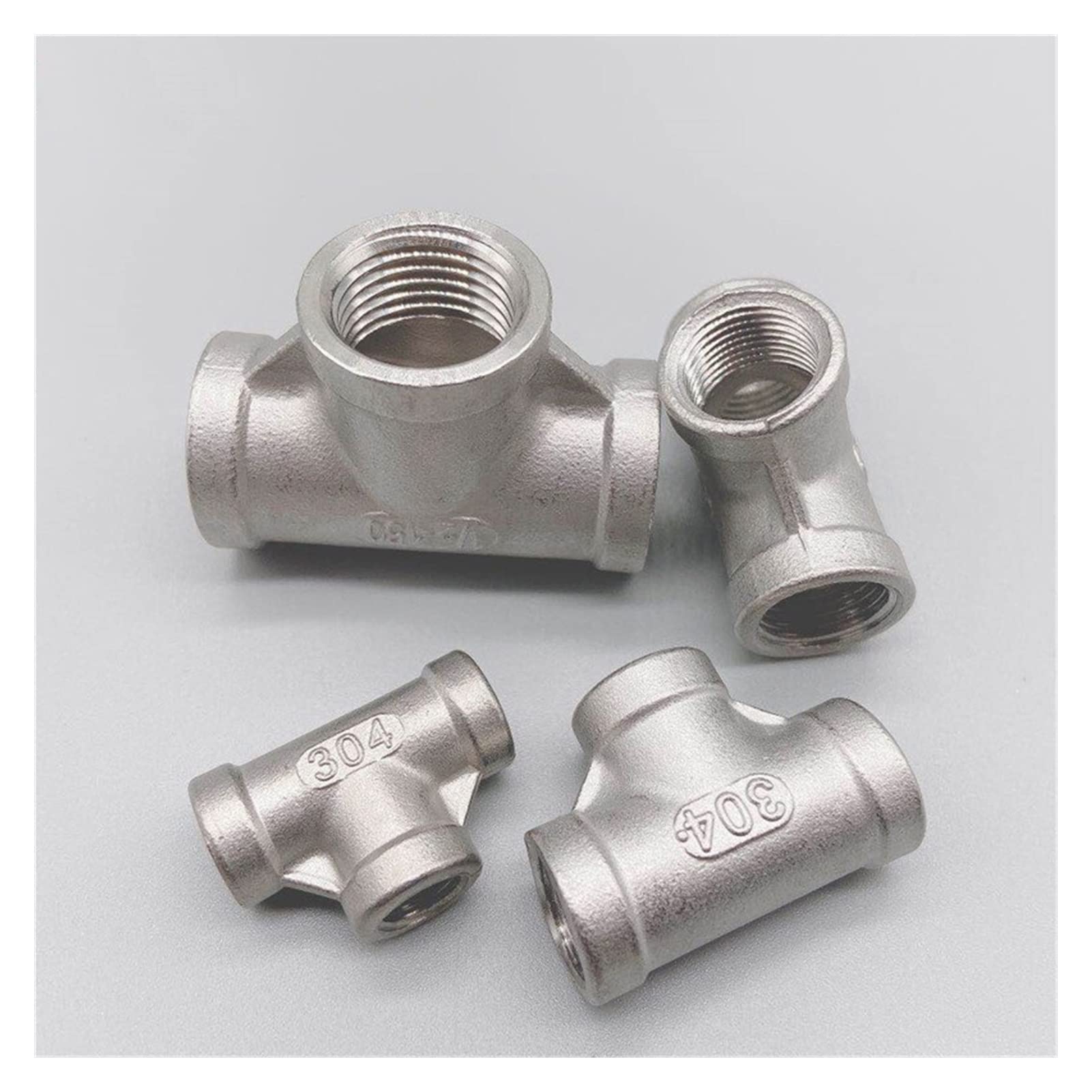 HMTE Adaptador de Acero Inoxidable SS 304, 1/8 ", 1/4", 3/8 ", 1/2", 3/4 ", 1", 1-1/4 ", 1-1/2", Rosca Hembra BSP, Montaje de tubería de Agua, 3 vías, Igual (Especificación de Rosca: DN40) (DN32)