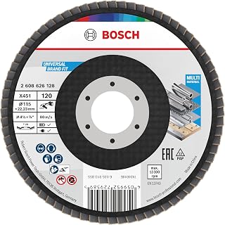 Bosch 15x X451 Fächerschleifscheibe, K80, K120 (für Stahl, Aluminium, Ø 115 mm, Körnung 120, Professional Zubehör Kleiner Winkelschleifer)