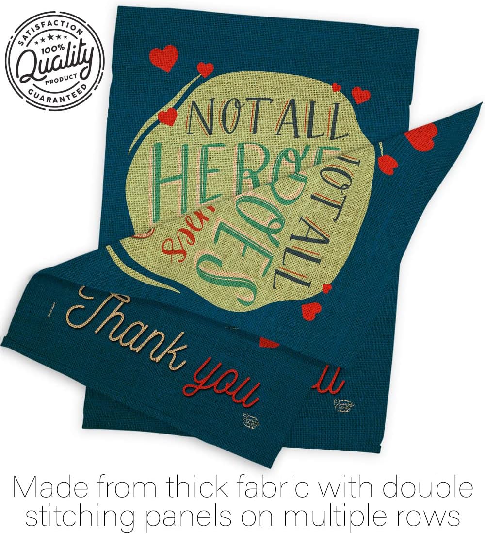 Thank You All Heroes House Flag - Pack Expression Inspirational Spiritual Hope Love Wisdom Support Emotion Postive USA Applique - Banner Small Garden Yard Gift Double-Sided Made In 28 X 40