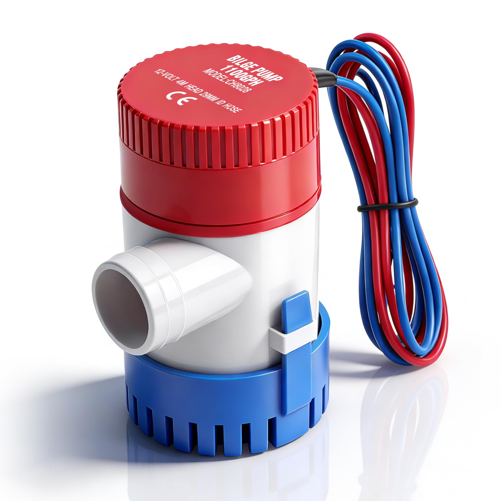 SYNJAUPO 12V 1100GPH Boat Pump Bilge Water Pump, 29mm (1-1/8") Bilge Pump Hose, Submersible Marine Bilge Pump Low Noise, Water Pump for Boat Yacht