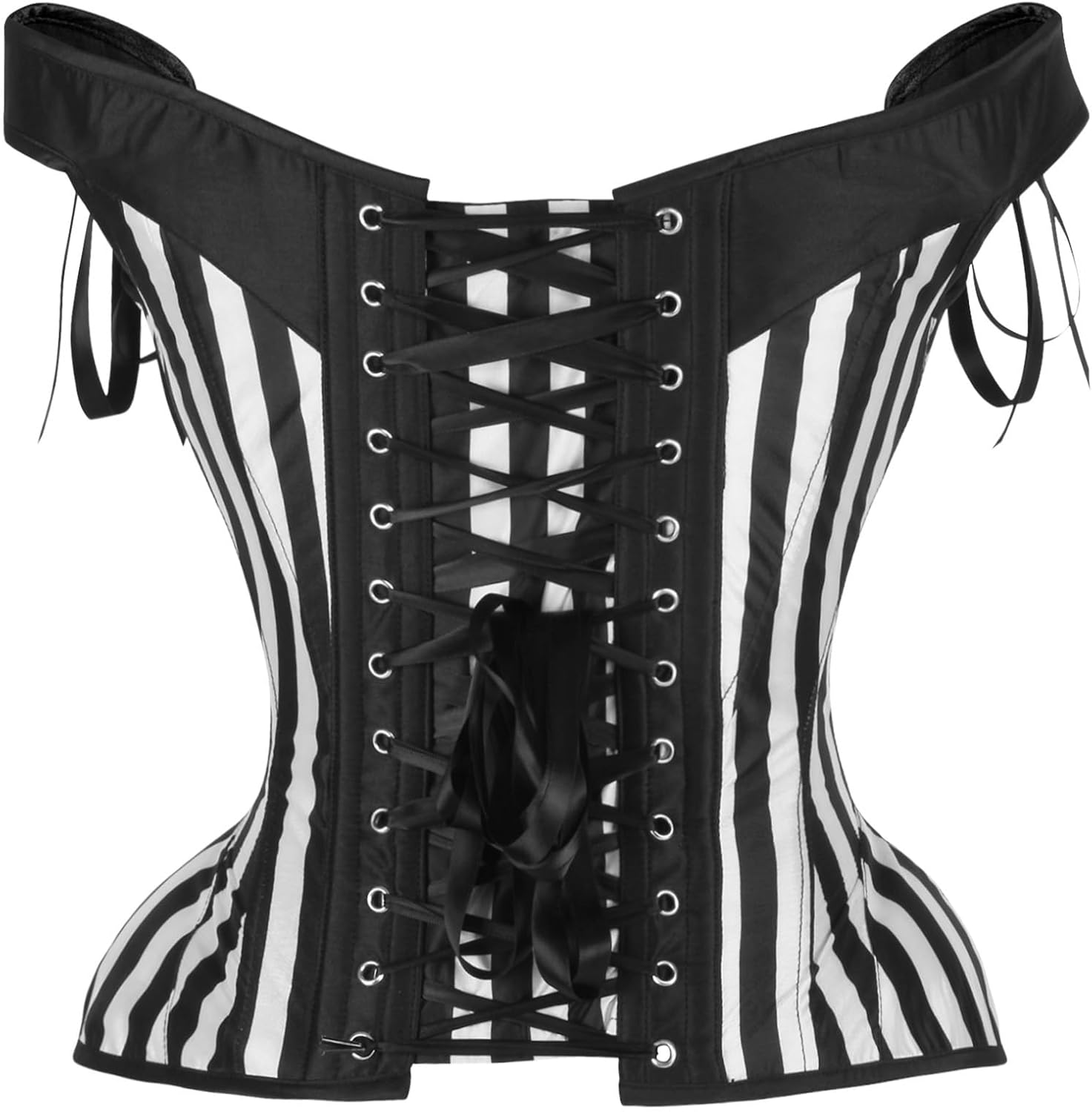 Daisy Corsets Striped Corset Tops with Straps. Lingerie, Costume, Burlesque, and Plus Size Boned Cincher - Zip and Lacing - Image 3