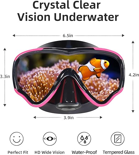 Vista 7 de EverSport Swim Goggles Adult with Nose Cover, Anti-fog Clear Diving Mask Wide View No Blurring for Men Women Youth Negro, rosado,Negro -,negro &