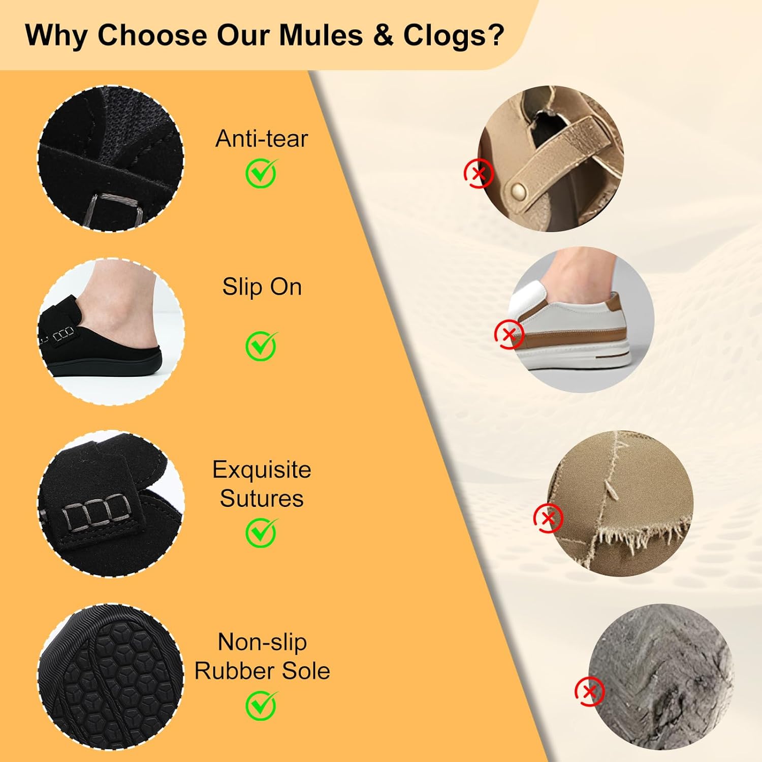 BARERUN Wide Slip on Shoes for Women Suede Mules Clogs Potato Shoes Barefoot Nurse Work Garden Travel Dress Flat Slippers Casual Indoor Outdoor Slides - Image 3