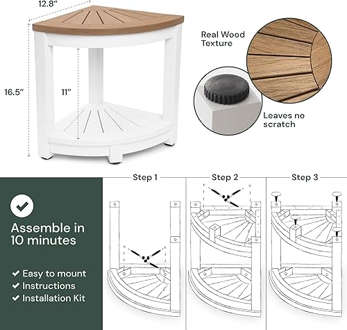 Miniatura 2 de Taburete de ducha esquinero  Banco de ducha resistente al agua para afeitarse las piernas y uso interior de la ducha  Asiento de baño resistente