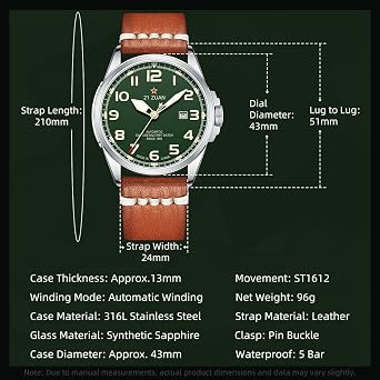 SEA-GULL Men's Mechanical Watch, Automatic Watches, Military Watches for Men, Mens Army Tactical Field Sport Work Watch, Waterproof Date Display, Outdoor Work Wrsitwatch, D581