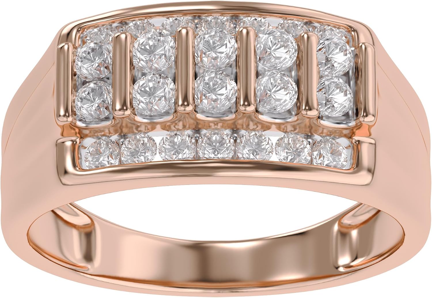 SAVEARTH DIAMONDS Men's Wedding Band Ring 1.00 Carat (ctw) Round Cut Lab Created Moissanite Cluster Anniversary Ring in 14K Gold Plated Sterling Silver