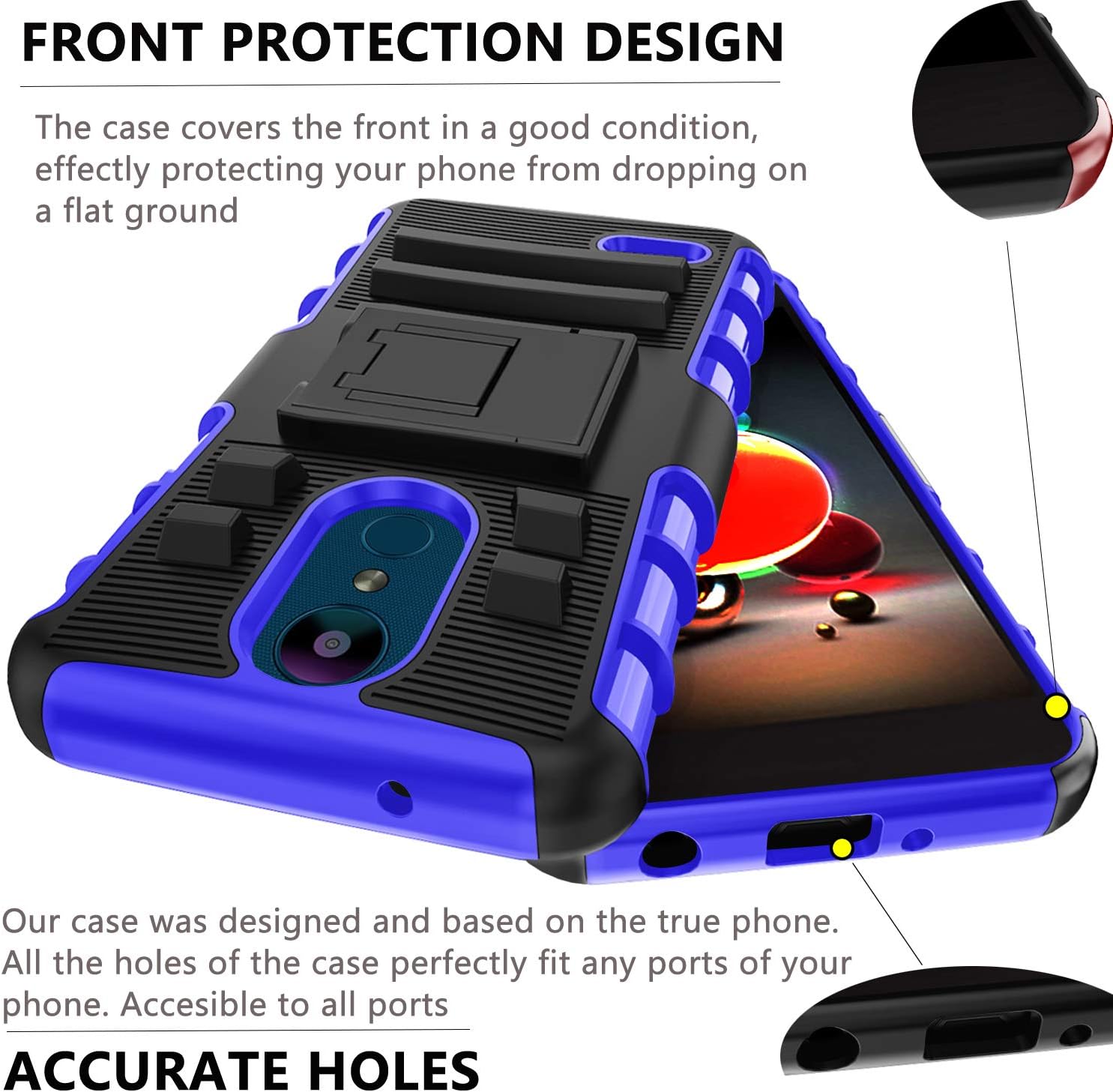 Aetech LG Aristo 2 Case, LG Aristo 3/Rebel 4 LTE/Aristo 2 Plus/K8 2018 Plus/Phoenix 4/Tribute Dynasty/Zone 4/Fortune 2/Risio 3 Case with Tempered Glass Screen Protector Kickstand Phone Cover, Blue