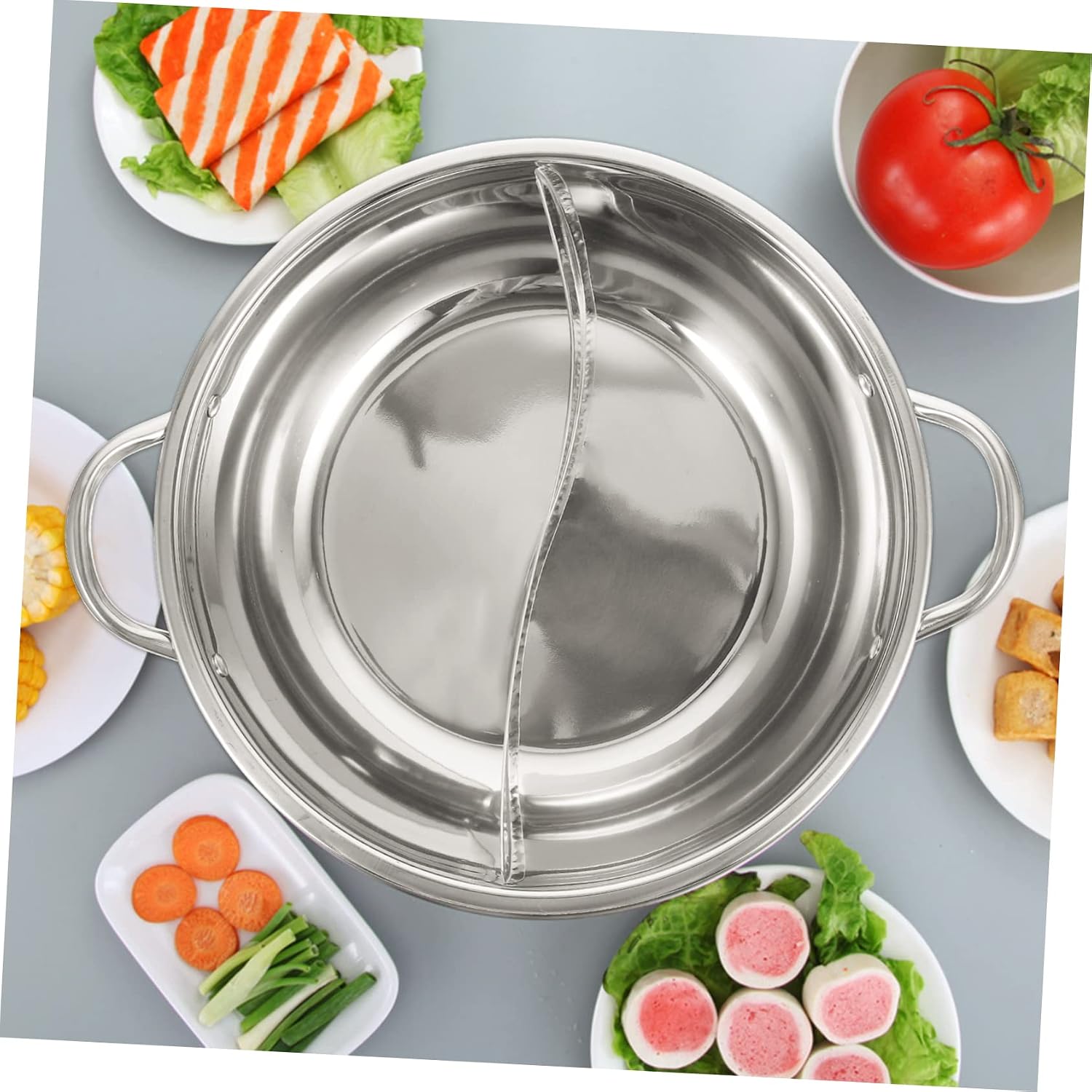 Divided Hot Pot Cooker Stainless Steel Cooking Pot Double Flavor Design for Induction Gas Stoves Kitchen Essential
